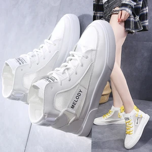 Women Casual Shoes Summer White Shoes Women Fashion Sneakers Hollow out Flat High Top Shoes Women Breathable Trend Popular Shoes