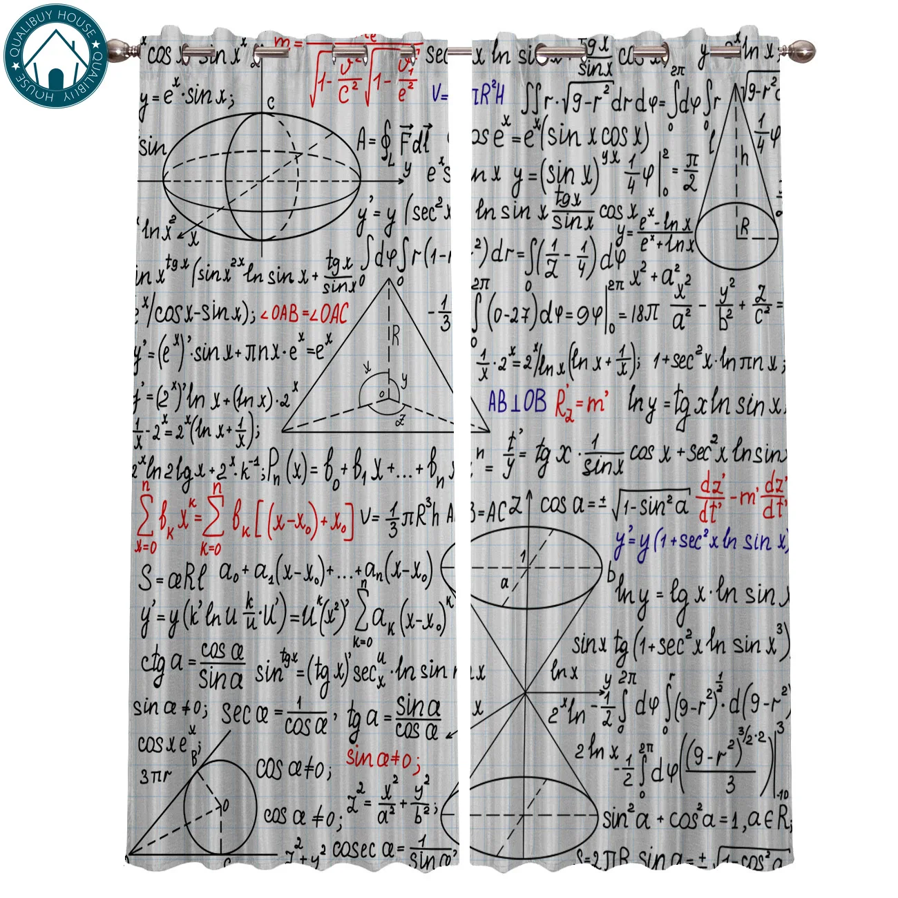 Calculation Formula Mathematics Symbol Curtains Large Window Living Room High Blackout Curtain | Дом и сад