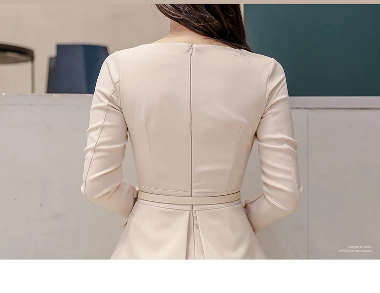 

2021Spring New Formal Business Dress Elegant Ruffle Square-neck Long Sleeve Office Lady Work Long Midi Pencil Dress Autumn