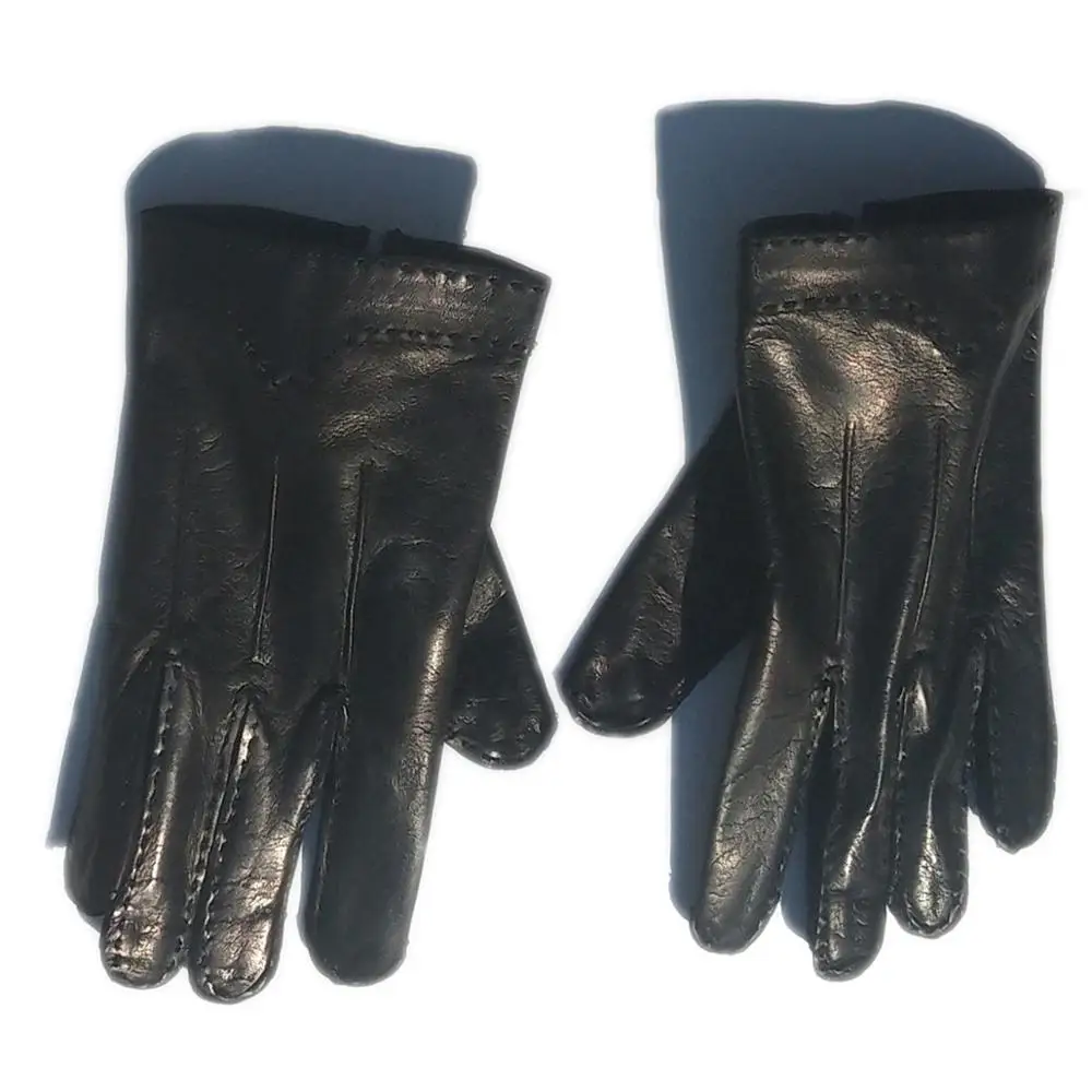 Модные мужские черные перчатки KIMOBAA из овечьей шкуры с тремя линиями|Мужские