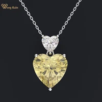 wong rain romantic 100 925 sterling silver love heart moissanite citrine sapphire gemstone pendant necklace jewelry wholesale
