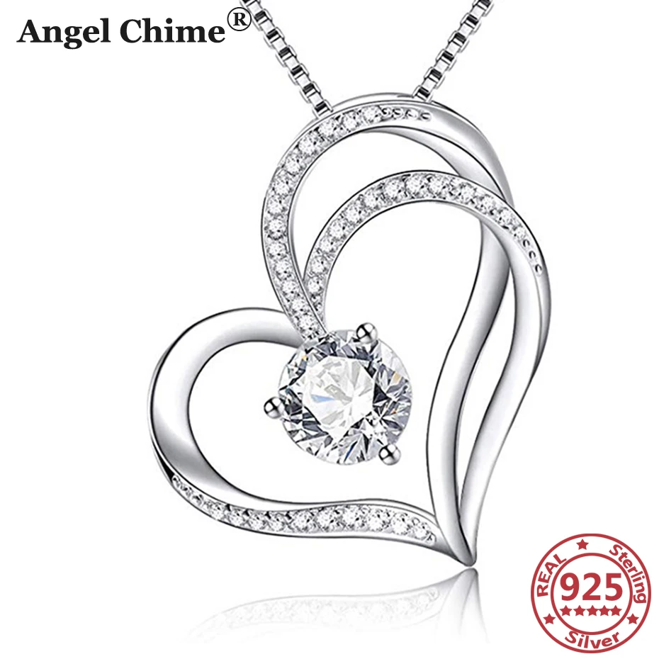 

AC 925 Sterling Silver Heart Pendant Necklaces Cubic Zircon S925 Trendy Woman's Jewelry Mother's Day Gifts Valentine's Day Gifts