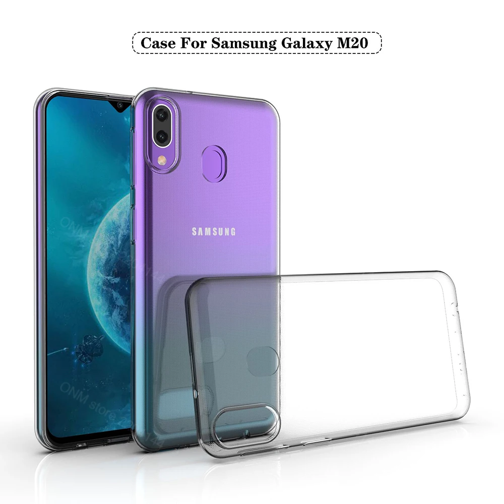 Чехол для Samsung Galaxy M20 TPU силиконовый прозрачный чехол Бампер Мягкий прозрачная