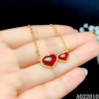 kjjeaxcmy fine jewelry 925 sterling silver inlaid natural garnet female miss girl woman pendant necklace lovely support test