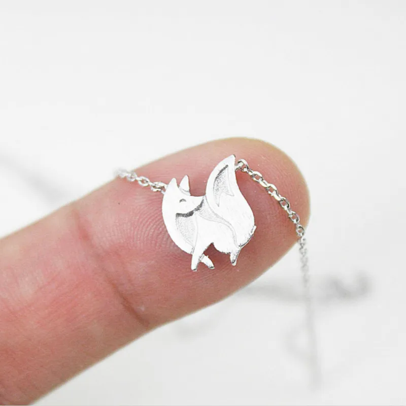 Baby Fox Shaped Silhouette Pendant Necklace For Women Statement Jewelry Girls Christmas Gift Necklace Charms Collar Bijoux