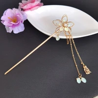 chinese hanfu tassels hair sticks metal hairpin pearl hair pins clip flower hair chopsticks wedding party headwear headpiece