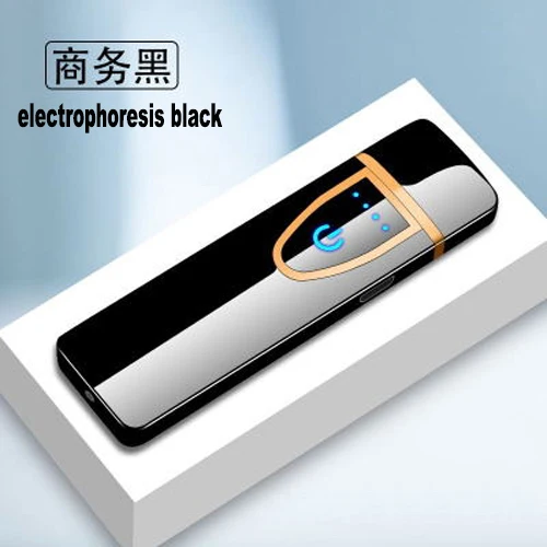 Black Перезаряжаемая металлическая электронная сигарета USB мини зажигалка Милые Электрические умные зажигалки сенсорный датчик для курения сигар мужские гаджеты - Цвет: Black