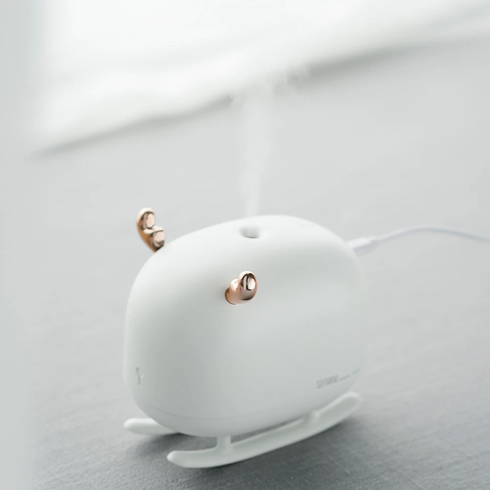 

New 260ML Mini Air Humidifier Household Mist Maker Sleigh Deer Shaped USB Charging Port Powered Living Room Bedroom Night Light
