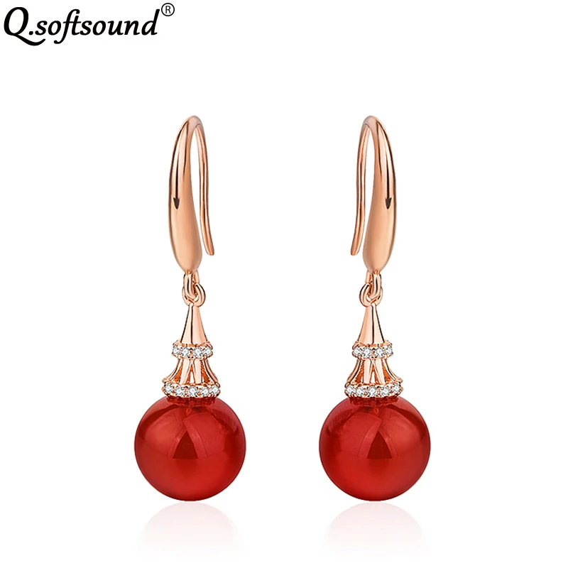 Новый натуральный халцедон висячие серьги для женщин розовое золото Цвет