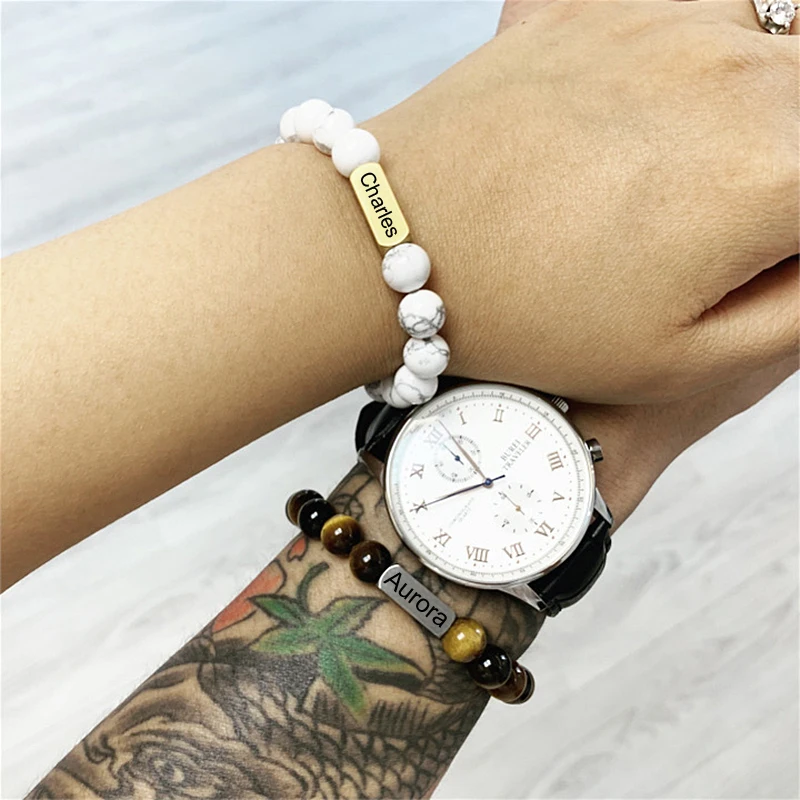 Индивидуальное название пары привлекательный браслет с бусинами 8 мм