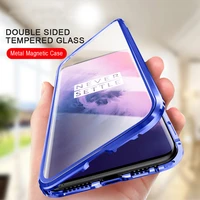 360 full protection magnetic case for oneplus 8 pro 7 7t pro 6 6t double sides tempered glass bumper double for oneplus 8 pro 7