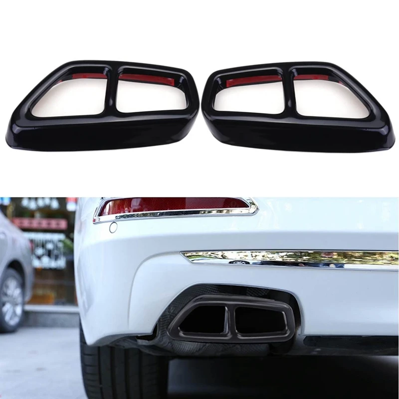 

Stainless Steel Car Rear Dual Exhaust Muffler Pipe Cover Trim Exhaust Muffler Panel For-BMW 5 Series G30 G31 2017 2018