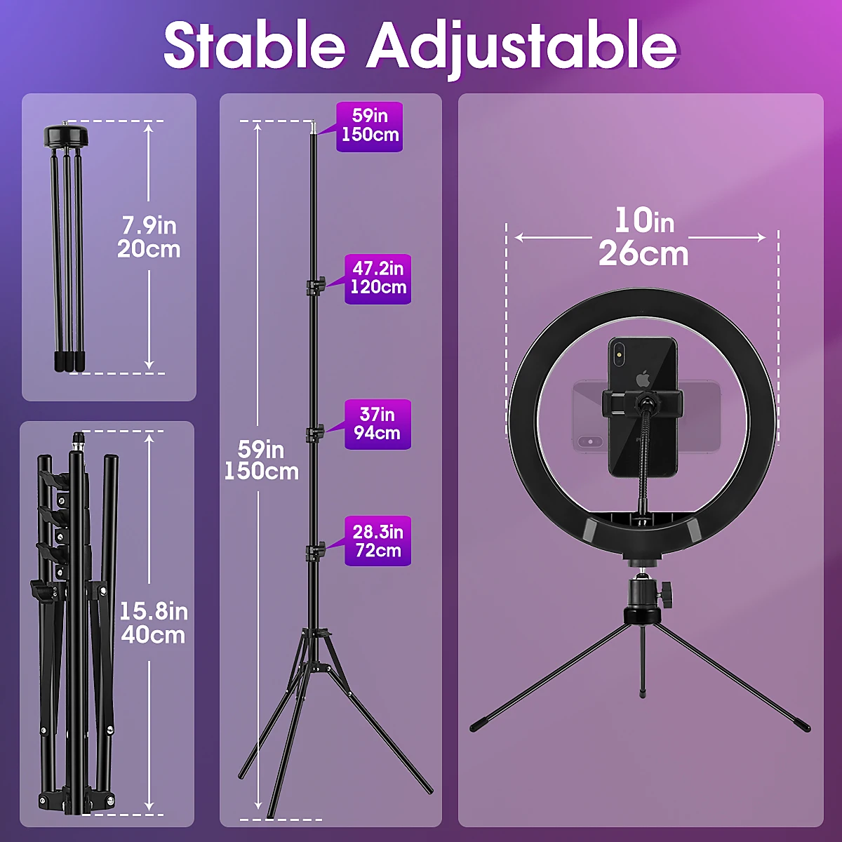 

10 inch RGB Ring Light tripod LED Ring Light Selfie Ring Light with Stand RGB 15 colors video light For Youtube Tik Tok Tripod