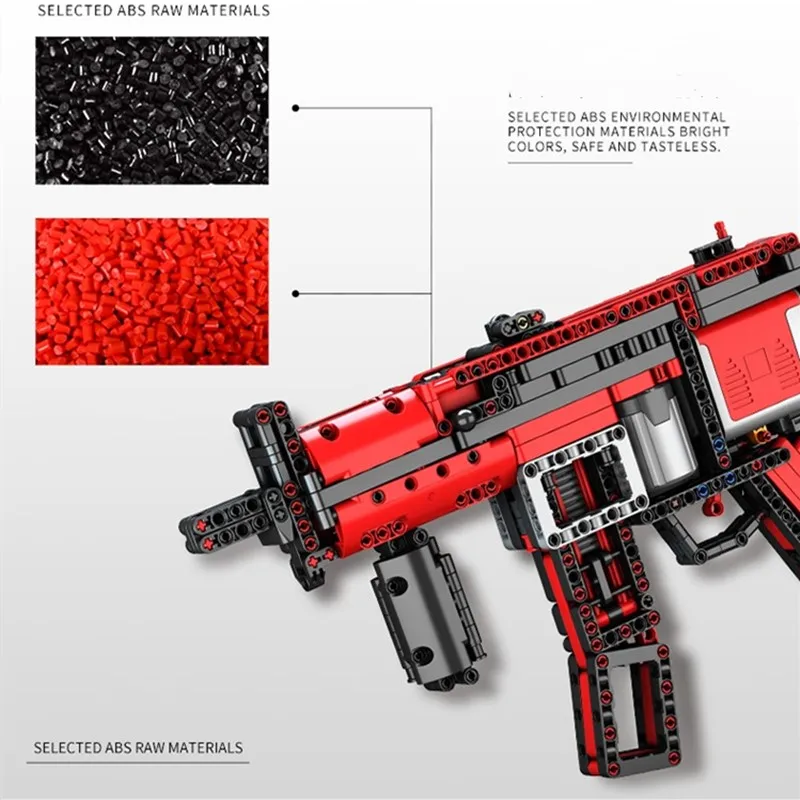 

Christmas gift technology machinery moc-29369 building block continuous firing bullet MP5 motor submachinegun toy