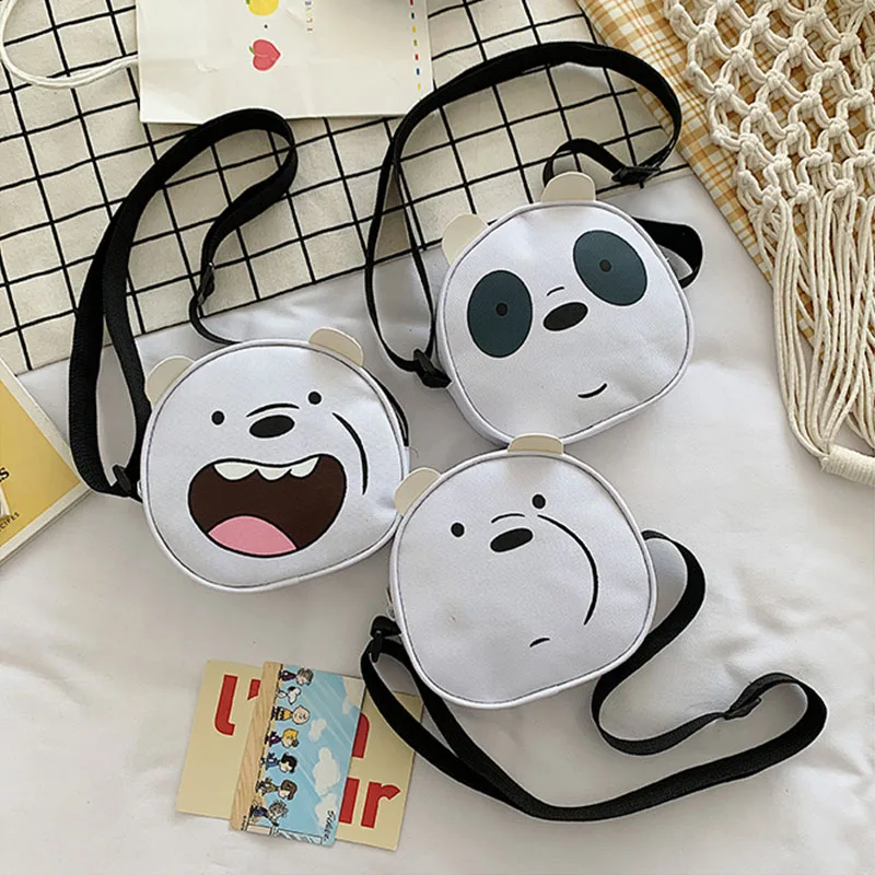 

Сумка на плечо с мультяшным рисунком, нейлоновый маленький круглый кошелек для мелочи с милой пандой, студенческий мессенджер