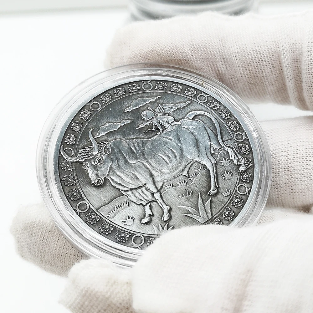 Двенадцать созвездий зодиака серебряные памятные монеты Телец Таро желание