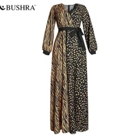 bushra plus size women african print dashiki dresses long sleeve party gowns kaftan 2022 summer ladies clothing boho boubou robe