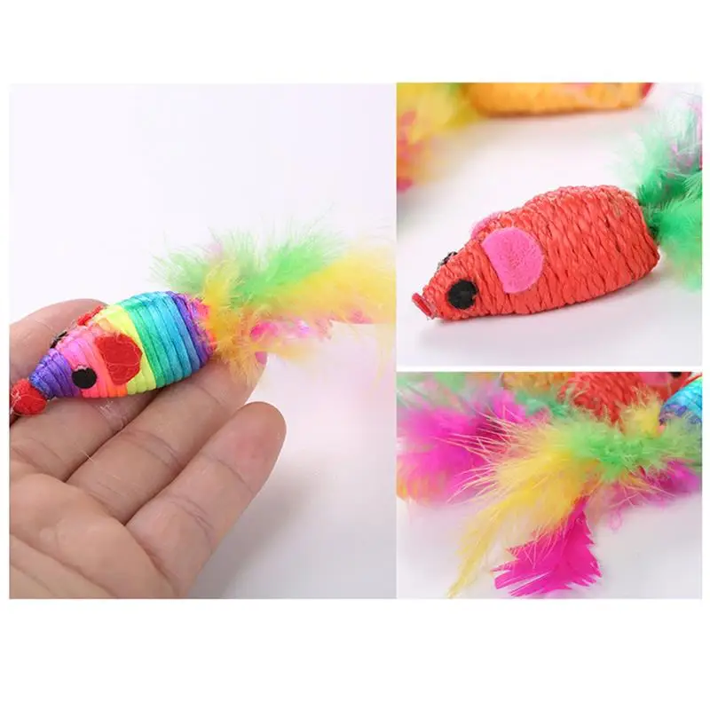 

5PCS Cat Mice Toy Bite-resistant Cute Interactive Cat Bite Toy Cat Feather Toy