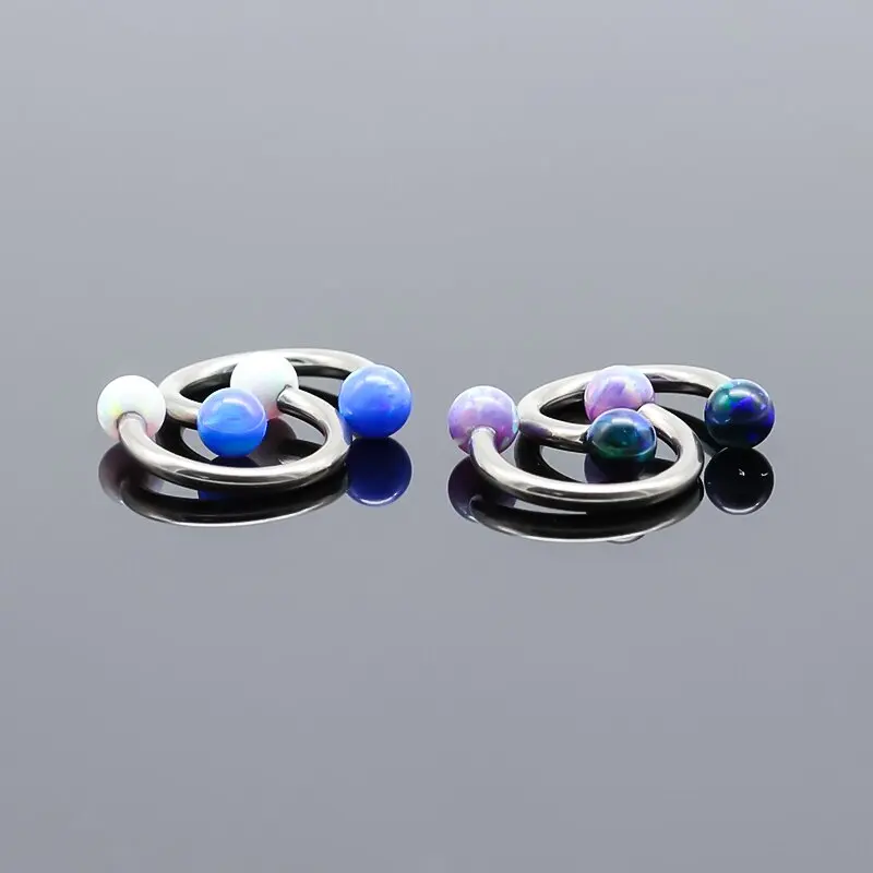 

1 Piece G23 Titanium Opal Bar Internally Threaded Horseshoe Nose Ring Ear Cartilage Helix Piercing Body Jewelry