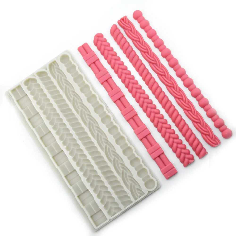 New Woven Belt Pearl Chain Chocolate Silicone Mold Fondant Cake Edge Baking Tools Decorating | Дом и сад