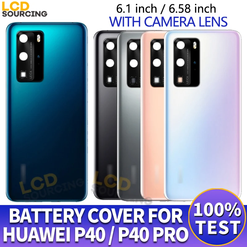 

Крышка батарейного отсека 6,1 дюйма для Huawei P40, стеклянная задняя крышка батарейного отсека для Huawei P40 PRO, задняя крышка батарейного отсека с о...