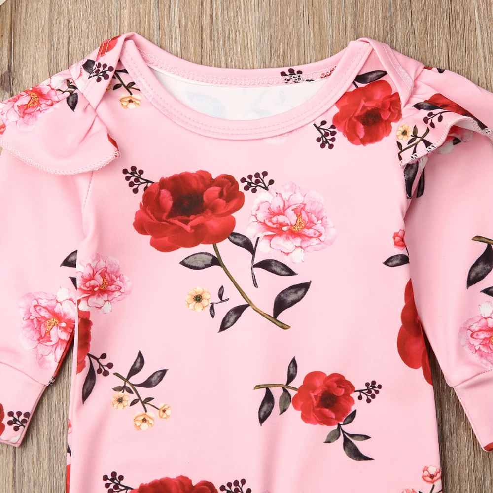 Комбинезон с цветочным принтом для новорожденных девочек комбинезон длинными