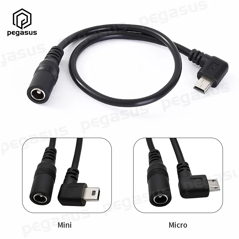 

3A Elbow 90 Degree Micro Male / Mini Male to DC 5.5mm*2.1mm Female Power Charging Conversion Cable