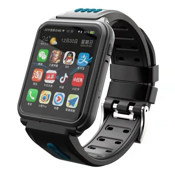 4G Смарт-часы Android GPS Bluetooth Wi-Fi 1,54 дюймов экран 1080 мАч большой аккумулятор 4 Гб 4 ядра чип-камера 200pix - Цвет: Черный