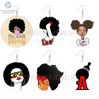 somesoor melanin been poppin african wooden drop earrings afrocentric ethnic queen bubble gum girl design jewelry for women gift