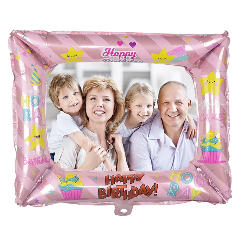 

1pc 50*59cm Foil Photo Frame Balloon Happy Birthday Photo Booth Foil Balloons Baby Shower Kids Adult Birthday Family Party Decor