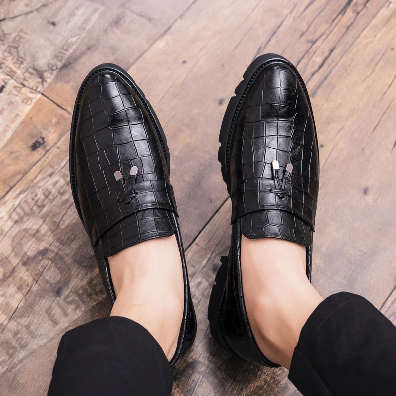 Модная мужская деловая модельная обувь увеличивающая рост на 4 см. Мужская