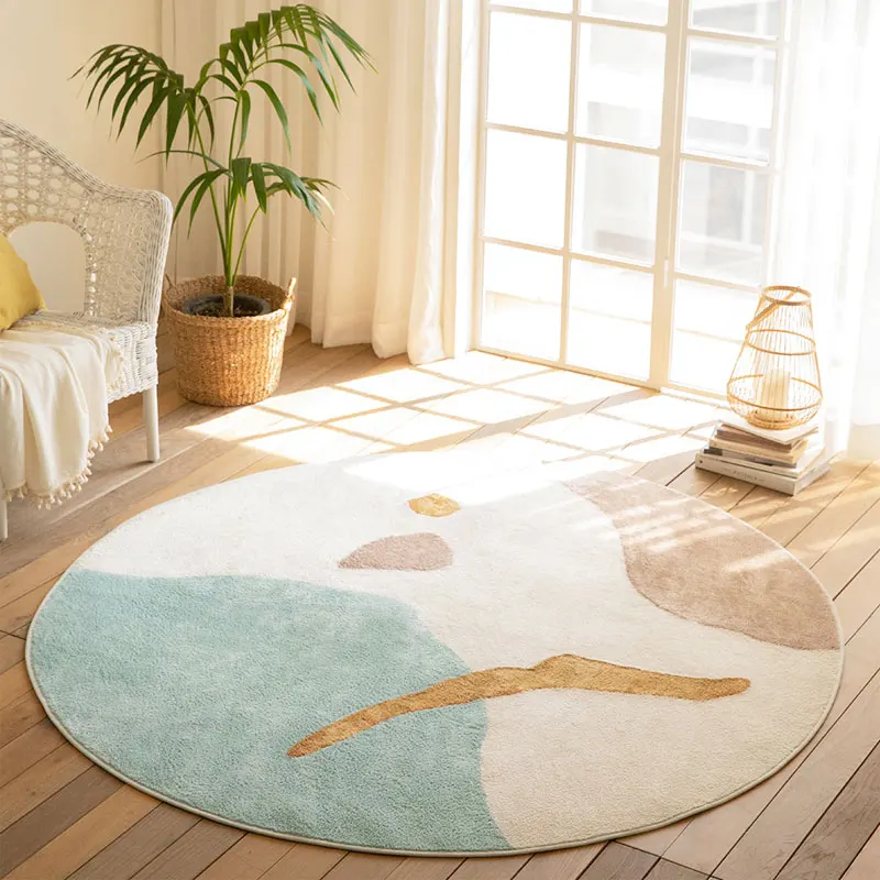 

Round Carpet For Living Room Soft Shaggy Nordic Carpet Kids Room Fluffy Thick Rugs For Chair Simple Parlor Bedroom Mat Floor