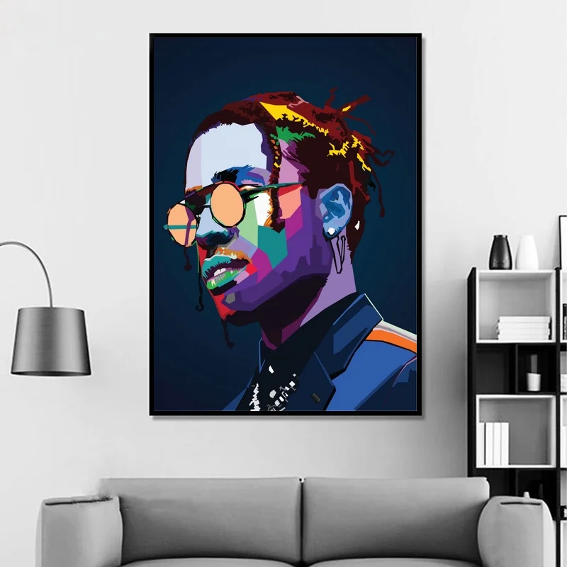Asap Rocky WPAP поп-арт хип-хоп исполнитель музыки певица печати Плакатов Живопись на холсте Настенный декор Печать на холсте(без рамки)#1