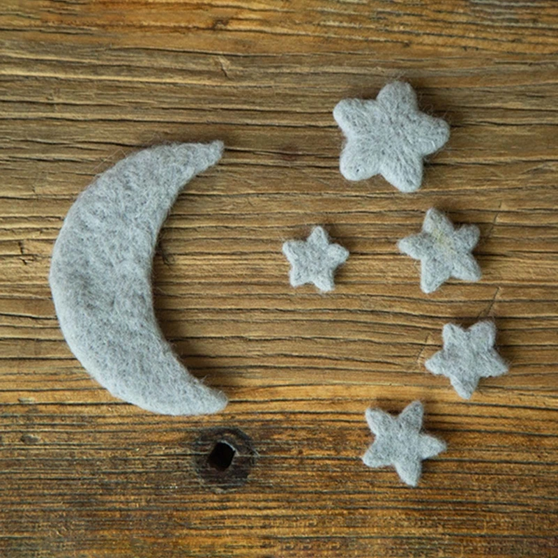 

Baby Newborn Photography Props Wool Felt Mini Moon Stars Infant Photo Shooting Decorations Accessories