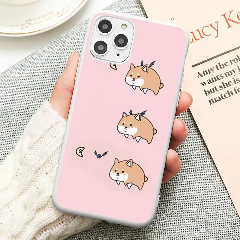 

pink cartoon line dog Phone Case Candy Color for iPhone 6 6S 7 8 11 12 XS X SE 2020 XR mini pro Plus MAX funda