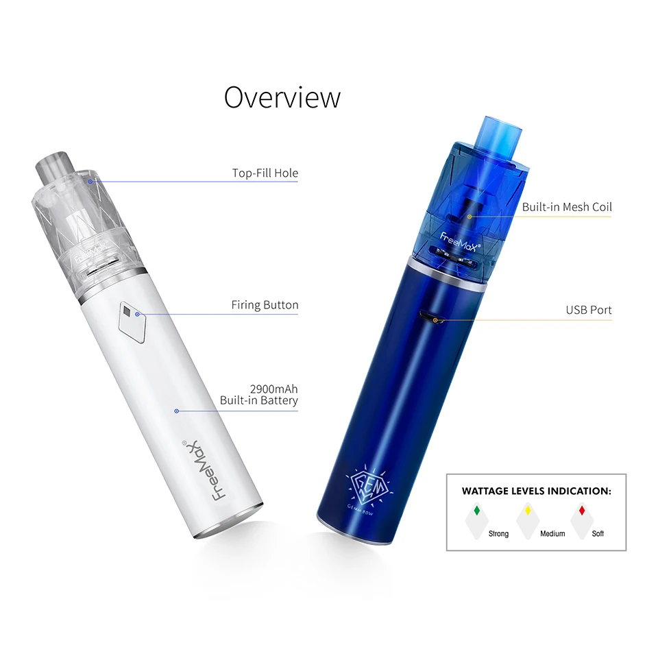 Freemax GEMM 80 Вт стартер vape ручка комплект 2900 мАч с 5 мл одноразовый резервуар для вейп