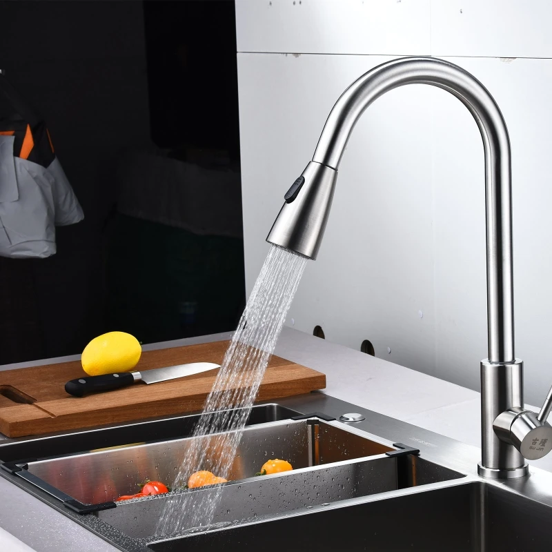 

US/UK/RU/EU/AU Stainless Steel Bathroom Kitchen Basin Faucet Pull Out Sink Tap