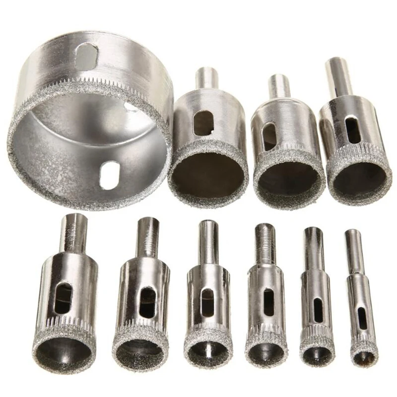 

High Quality 10x Diamond Coated Hole Saw Drill Set for Ceramic Tile Marble Glass