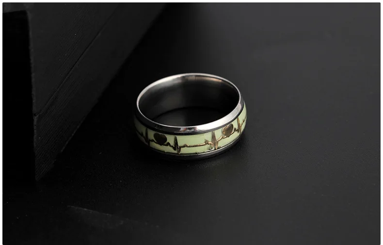 Светящиеся кольца в форме сердца мужские из нержавеющей стали светится темноте