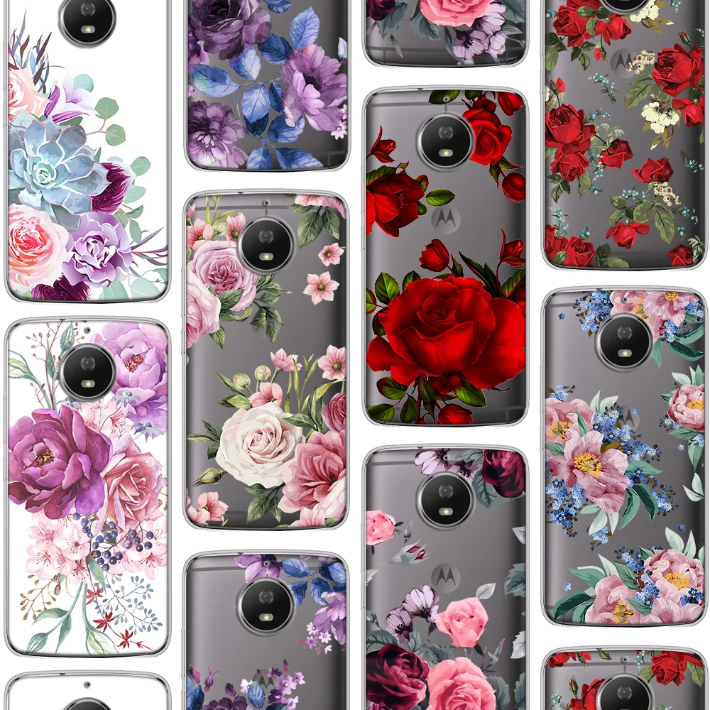

ciciber Floral Rose Case For Motorola Moto G9 G8 E7 E6S G7 G6 E6 G5 G5S E5 One Macro GO EU Plus Play Power Lite 2020 Silicone