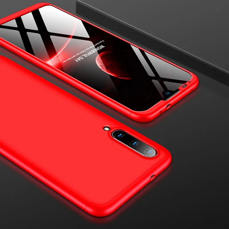 Red Xiaomi mi A3 CC9 CC9E чехол с защитой на 360 градусов чехол для телефона для mi 9 Lite mi A3 чехол+ стеклянная пленка для mi A3 mi CC9 - Цвет: Red