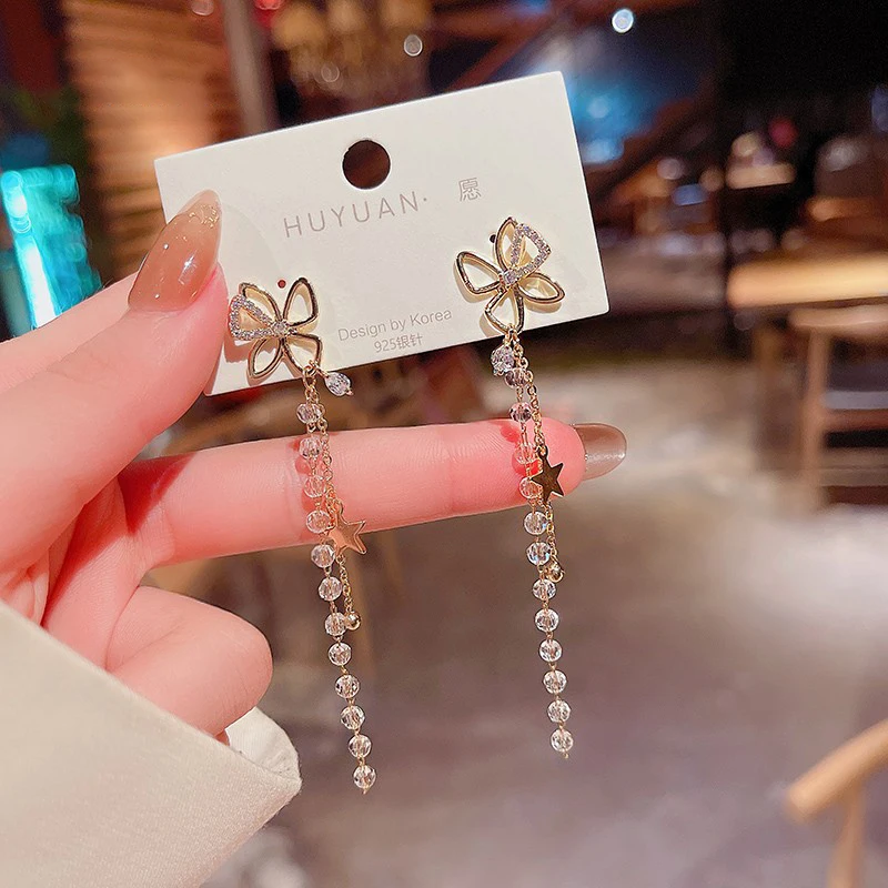 

OLIRAFT 2021 Trendy Dangle Flower Fringe Earrings Unique Long Tassel Earrings For Women Western Style Funky Jewelry Elegant