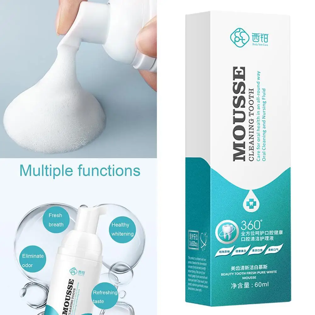 

Teeth Whitening Cleansing Mousse, Remove Dental Plaque Stains, Oral Odor And Fresh Breath, Dental Care Tool 60g