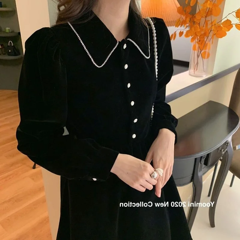 Осень/Зима 1082 маленькая одежда высокое Ретро французское нишевое платье в стиле