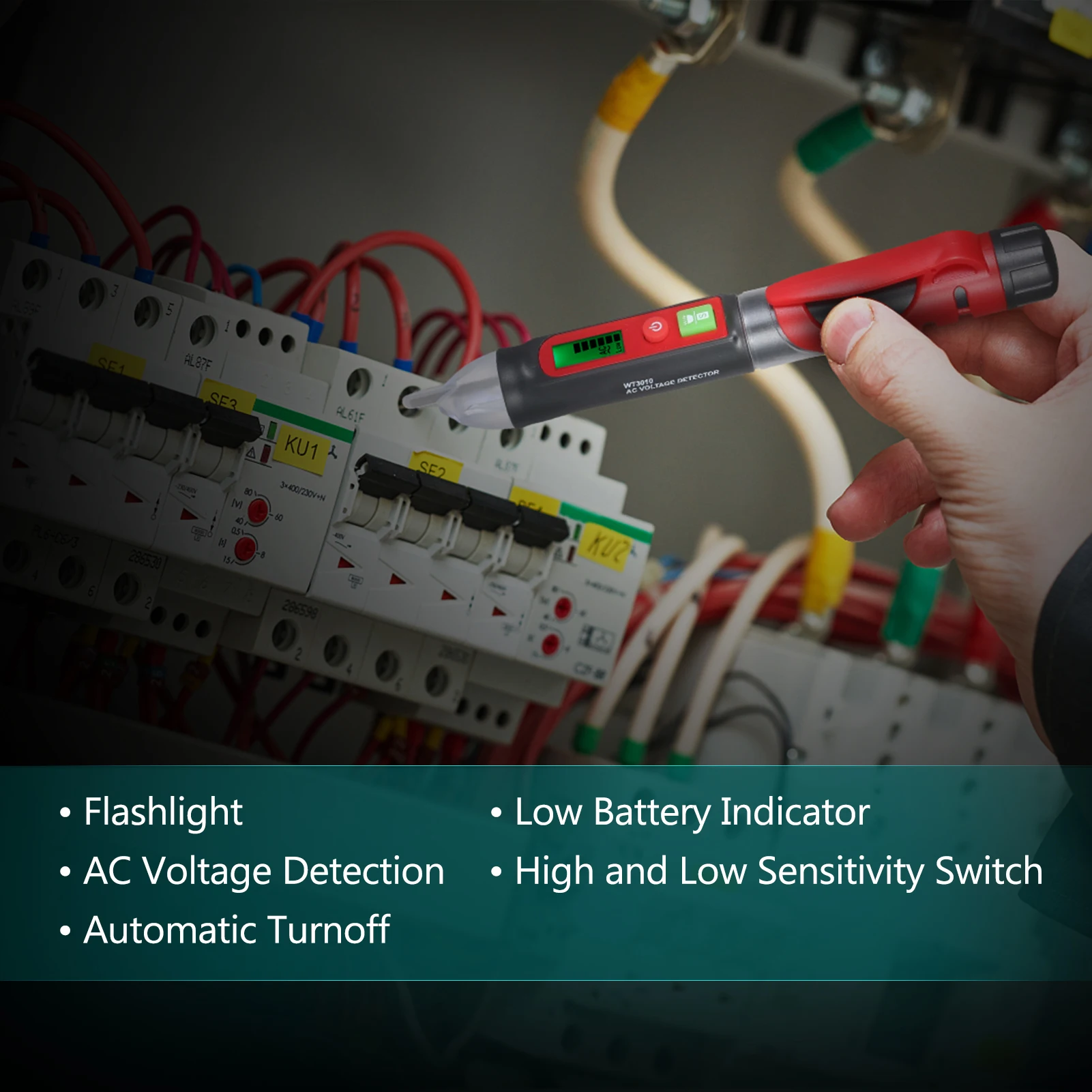 

AC Voltage Detector LCD Digital Test Pencil Voltage Tester NCV Tester Electricity Detector w/ Flashlight Sensitivity Light Alarm