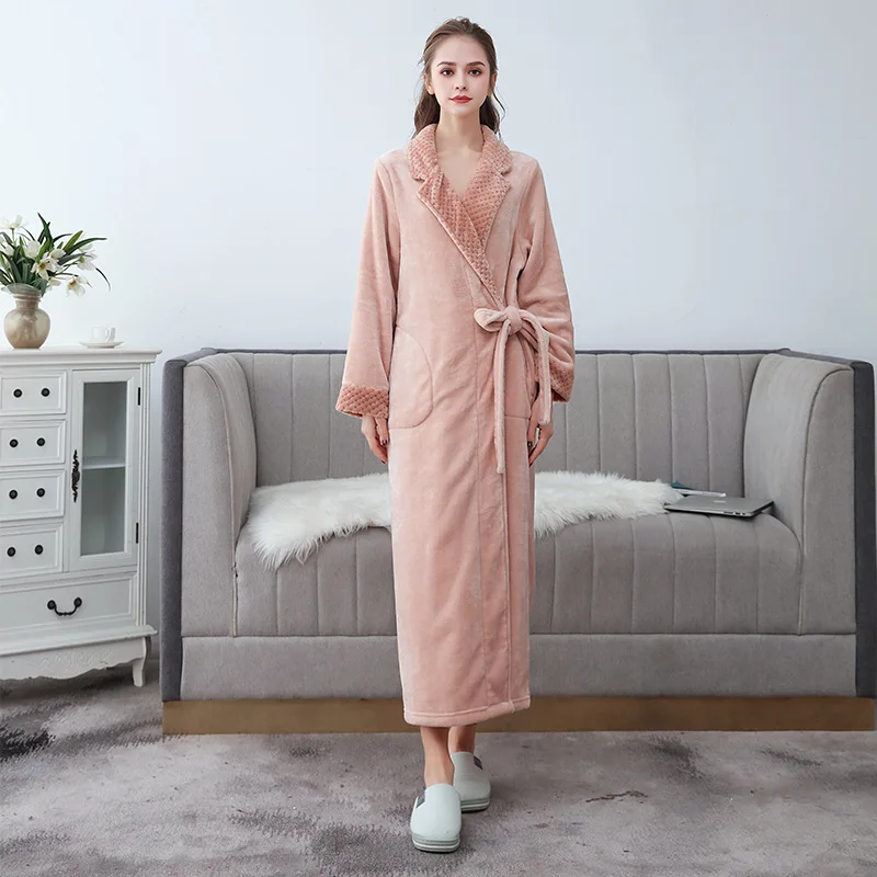 

Velvet Couple Soft Sexy Flannel Comfortable Bathrobe Pijama Mujer Female Nightwear Daily Casual Robe