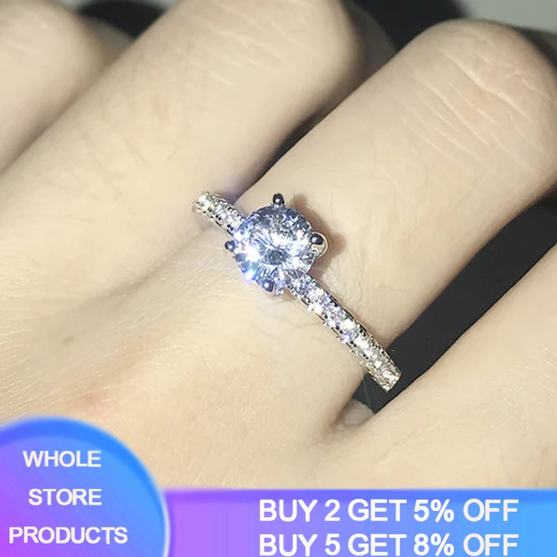 

Stamp S925 Silver Diamond Ring for Women Luxury Anillos Wedding Bizuteria Fashion Jewelry Gemstone White Topaz 925 Silver Ring