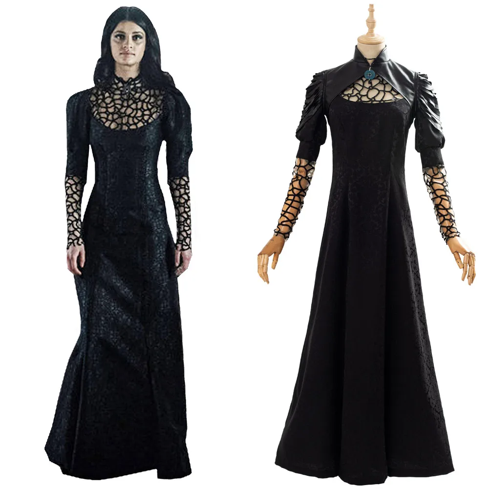 

Yennefer Cosplay Costume Black Party Long Dress Halloween Carnival Outfit For Adult Women Girls