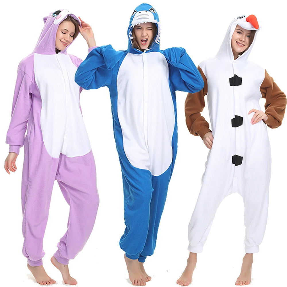 Кигуруми комбинезон для взрослых унисекс флис животное Акула пижама новинка