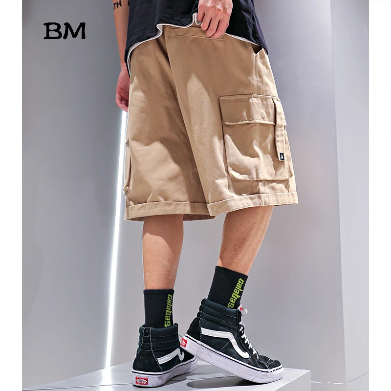 Мужские летние штаны модные прямые свободные шорты-карго в стиле хип-хоп